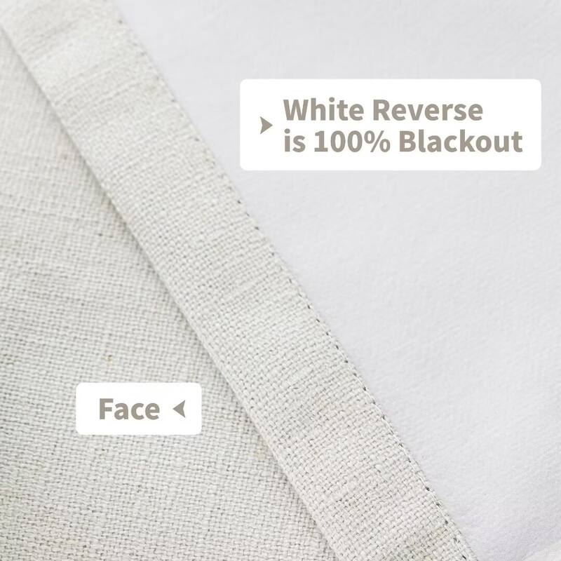 100% Blackout Linen Blend Texture Grommet Window Curtain Pair(2 panels)