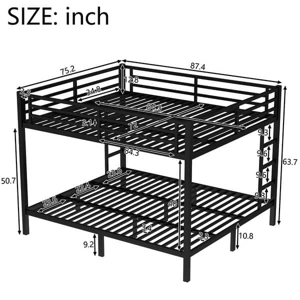 Metal Queen/King/California King Size Bunk Bed with Under Bed Storage