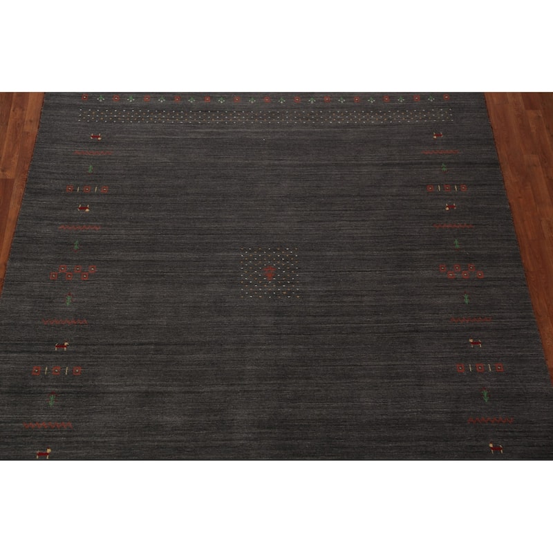 Gabbeh Oriental Area Rug Hand-Knotted Wool Carpet - 8'4"x 9'10"