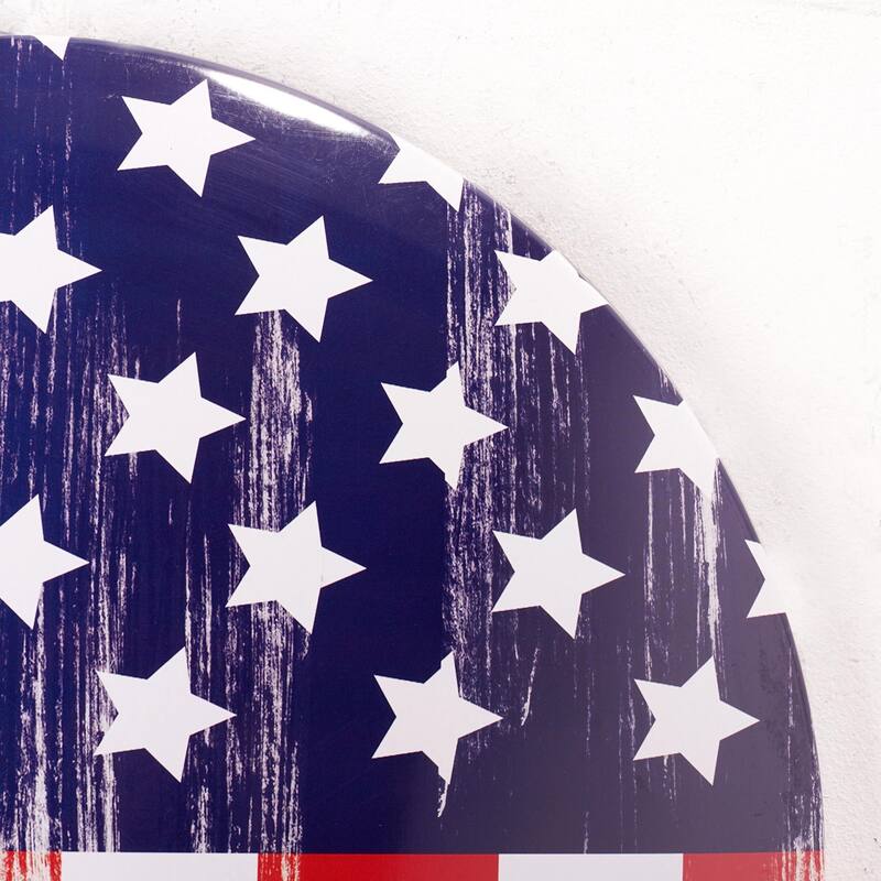Rustic American Flag Dome Metal Sign - 15.5" - 15.75" H x 15.75" L x 2.25" D