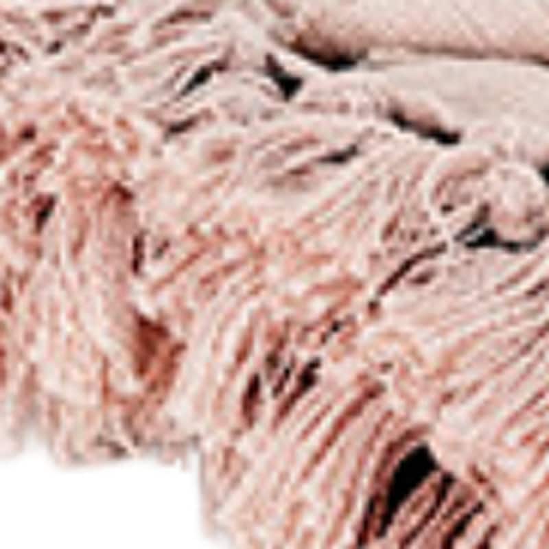 HomeRoots Blush Woven 100% Woven Textured Cotton Floral Throw Blanket