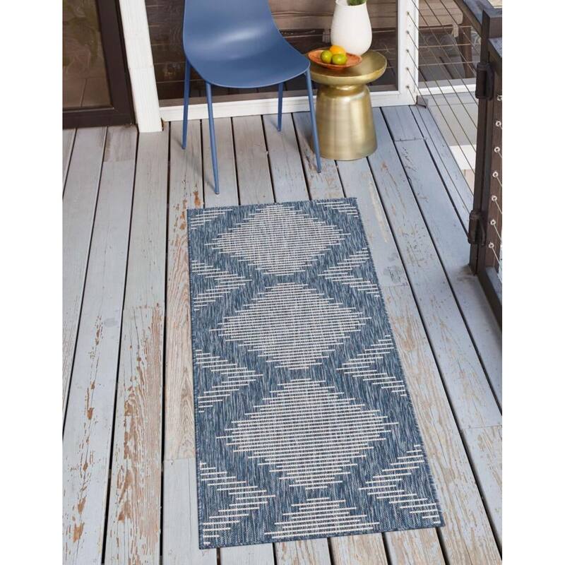 Outdoor Ucul Collection Area Rug - Blue - 3'3"x14'