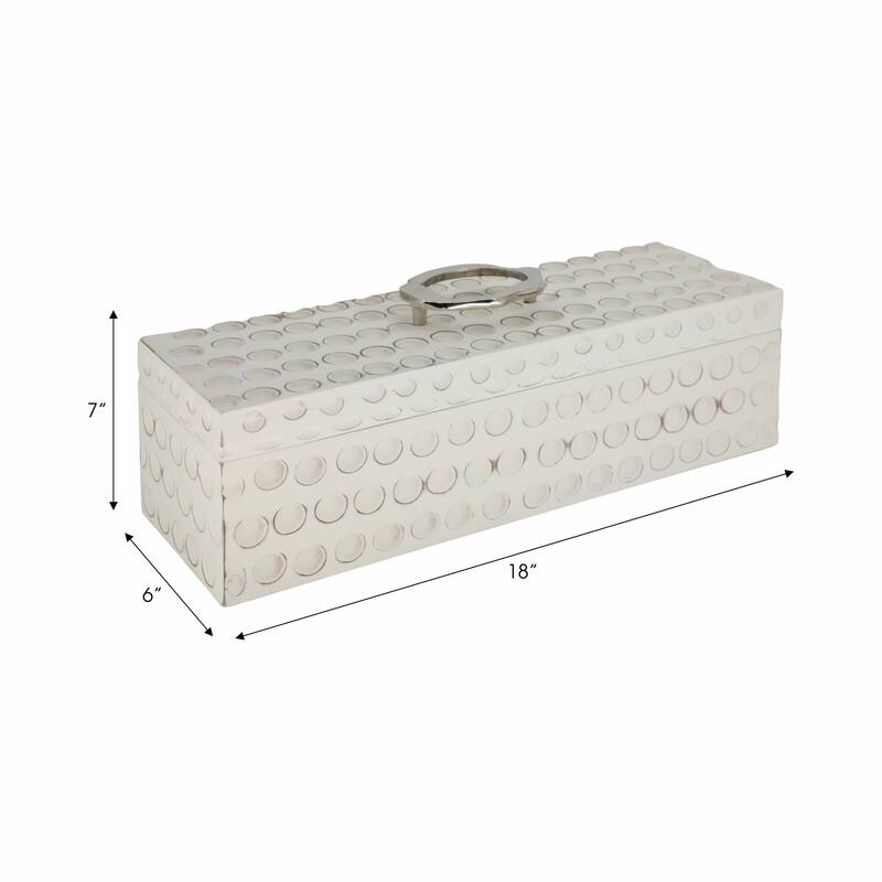 Sculptural Decorative Box with Lid and Gold Accent Handle - 7"