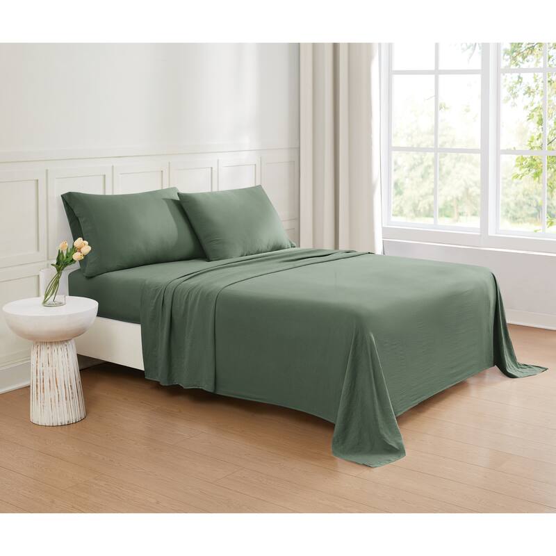 Truly Soft Garment Wash Solid Sheet Set - Split King - Green