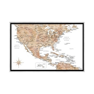 iCanvas "Map Of The Usa And The Caribbean Area In Brown Watercolor" by ...