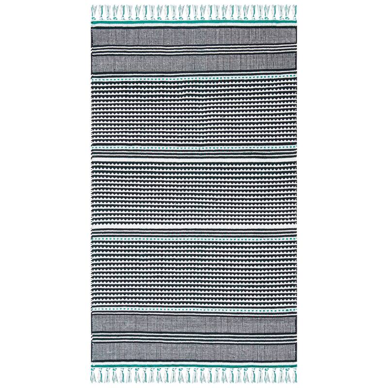 SAFAVIEH, Handmade Flatweave Montauk Susse Casual Cotton Rug - 3' x 5' - Teal/Multi