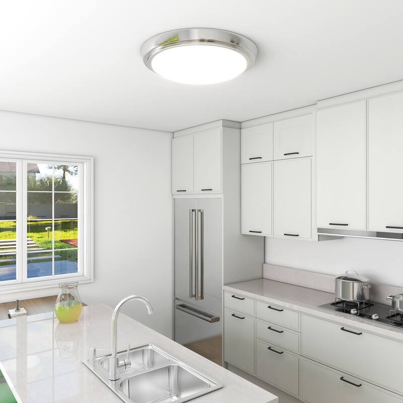 4 Pack 11-Inch LED Brushed Nickel Flush Mount Ceiling Light - 11" x 11" x 2"