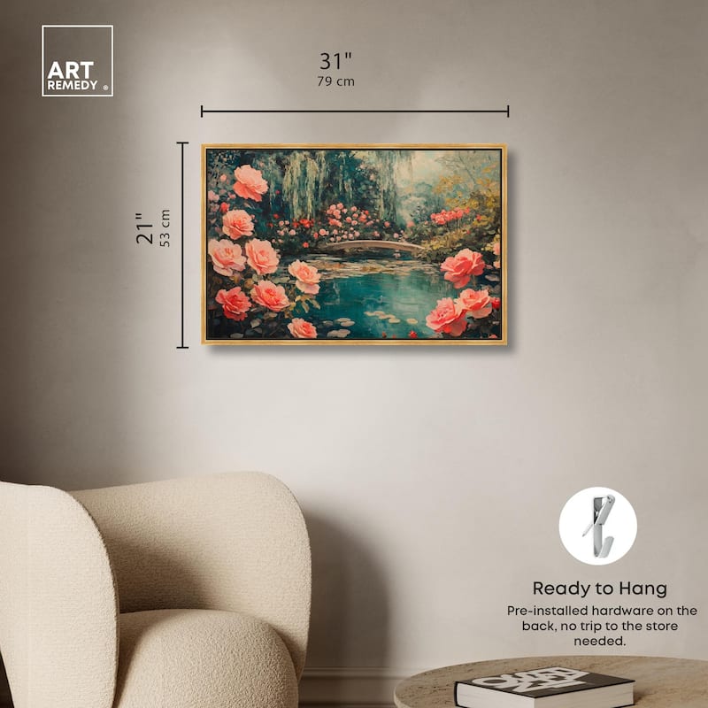 Rose Garden Bridge II Canvas by Art Remedy