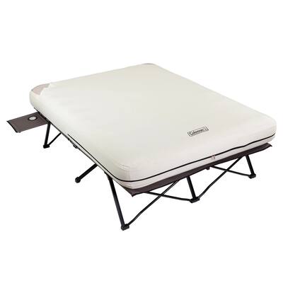 Cot and Thick Queen Air Mattress Combo Side Tables, Pump Included
