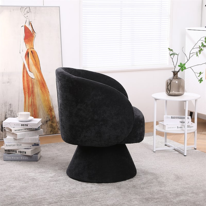Round Fabric Swivel Accent Chair