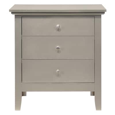 3-Drawer Wood Nightstand - 26" - Silver Champagne