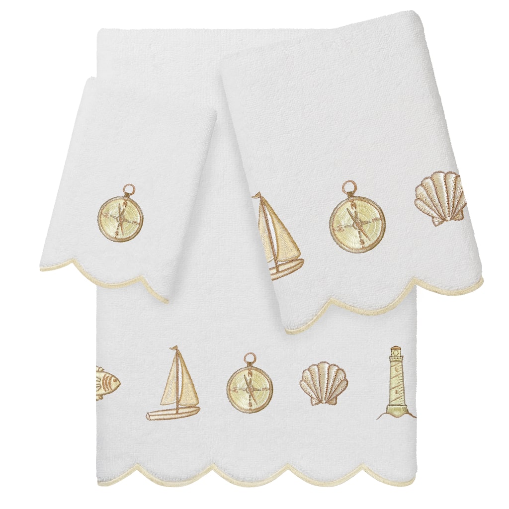 Authentic Hotel and Spa 100% Turkish Cotton SEA JOY Scallop Embellished Towel Collection.