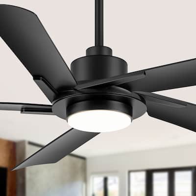 60" Modern Black ABS 5-Blade Propeller Ceiling Fan with Light and Remote