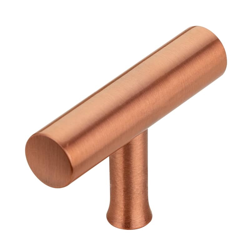 Copper Kitchen T Bar Cabinet Pulls 100% Solid Brass Drawer Knob (10-PACK) - Copper