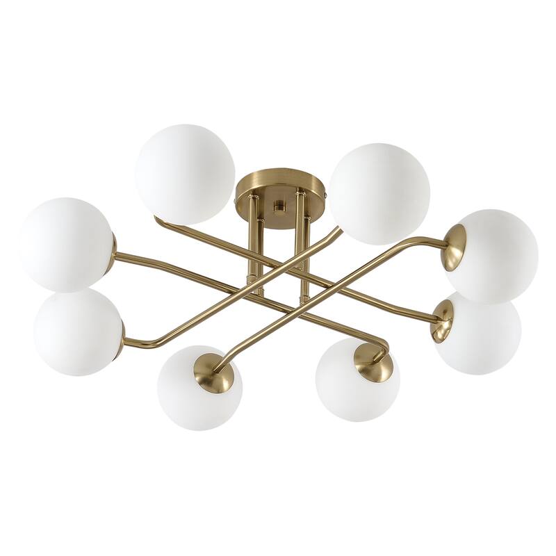 Retro - Modern Sputnik 8 - Light Semi - Flush Ceiling Light with Frosted Glass Spheres