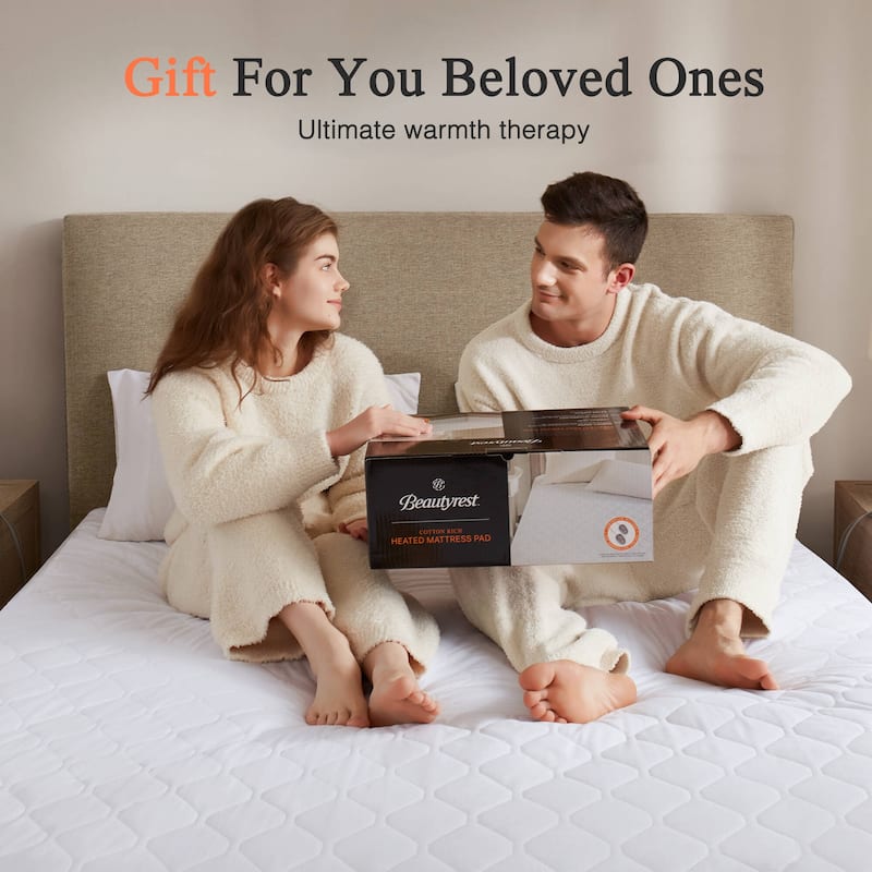 Beautyrest Cotton Blend Heated Mattress Pad - White