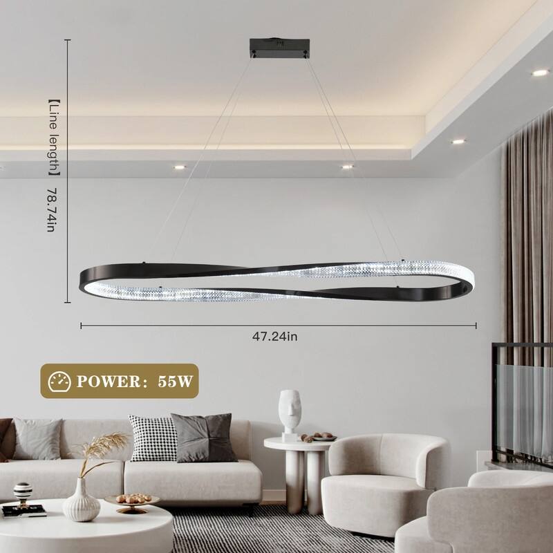 Modern Led Chandelier Dimmable Pendant Light Kitchen Island Lighting