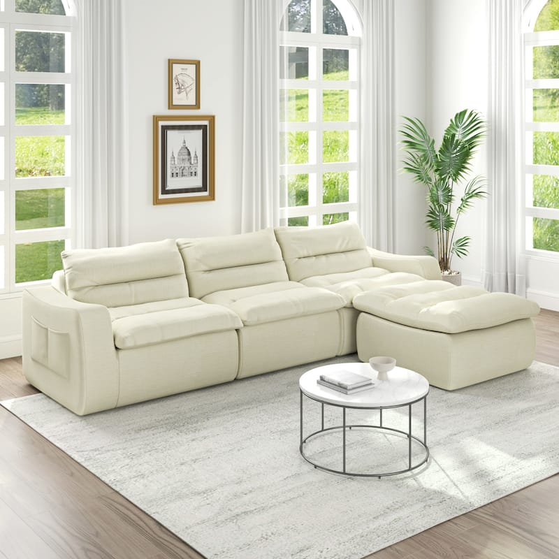 Ultra Comfy Lazy Beanbag Sofa, Modular L-Shape Compact Combined Seat