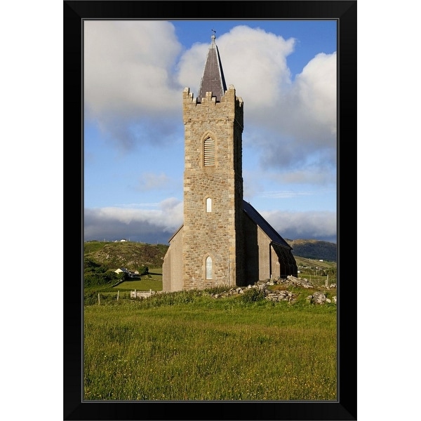"Tall stone church, Glencolumbkille, County Donegal, Ireland" Black Framed Print