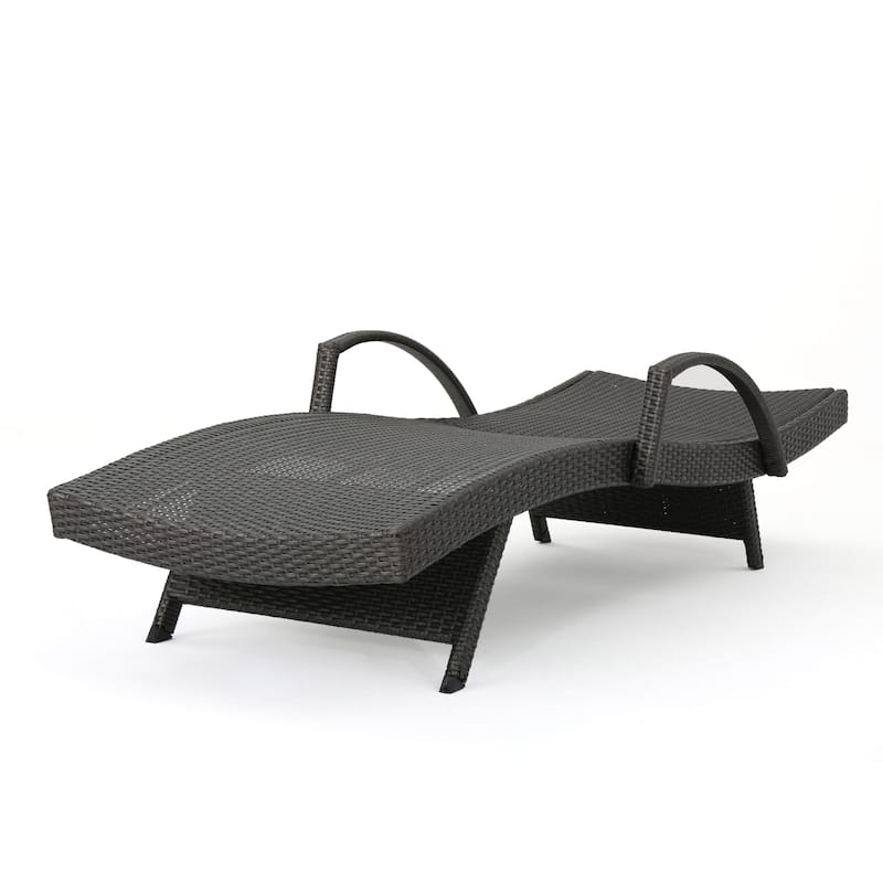 Roomfitters PE Wicker Chaise Lounge with Arm for Outdoor Relaxation, Adjustable Backrest, Stylish Patio Furniture