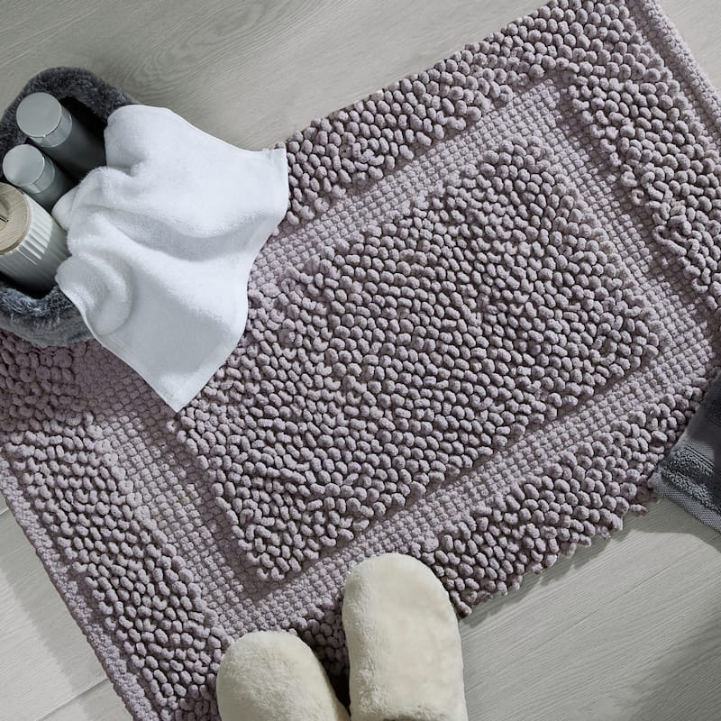 Sophie Border Ultra-plush Chenille Non-Slip Cotton Bath Mat