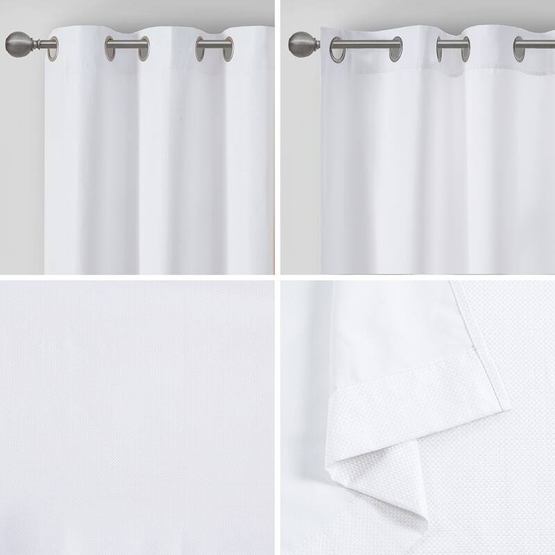 Basketweave Room Darkening Curtain Panel Pair(2 Pcs Window Panels)