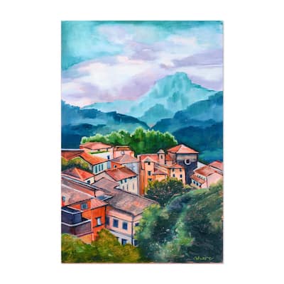 Tuscany Italy Tuscan Village Painting Mountains Art Print/Poster - Bed ...