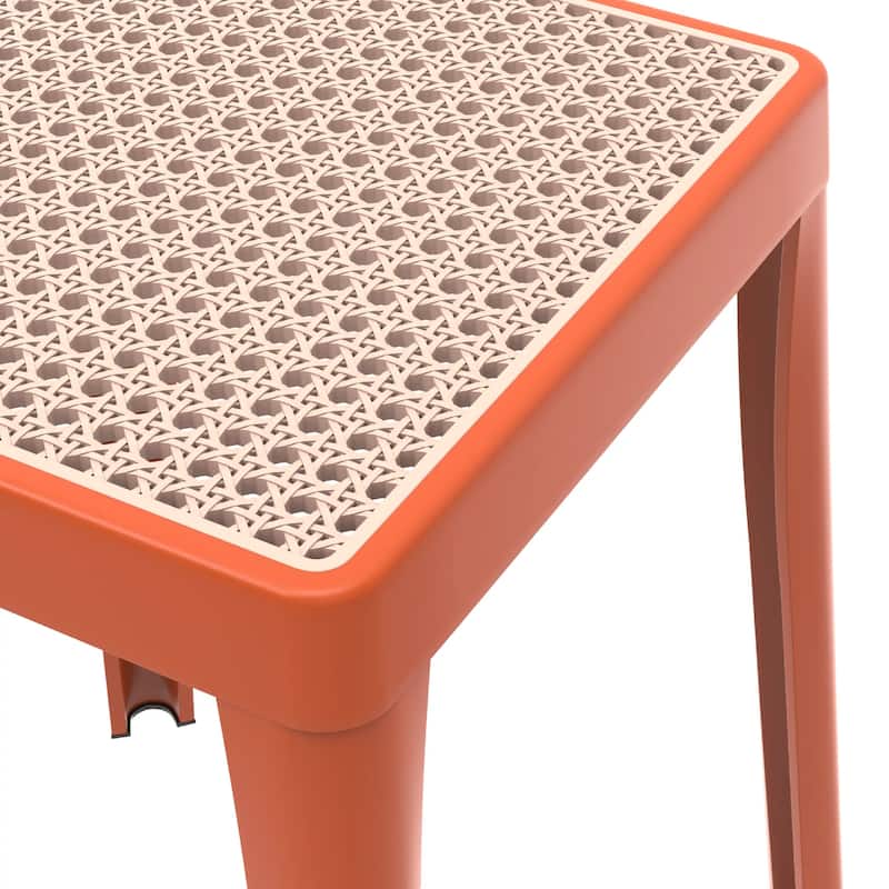 Tresse Modern Stackable Dining Stool with Wicker Seat for Dining Room, Garden, Patio, Indoor or Outdoor Set of 2