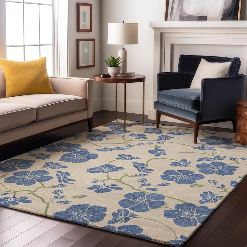 Premium Washable Super Soft Modern Floral Mayfield Rug - Linen - 3' x 5'