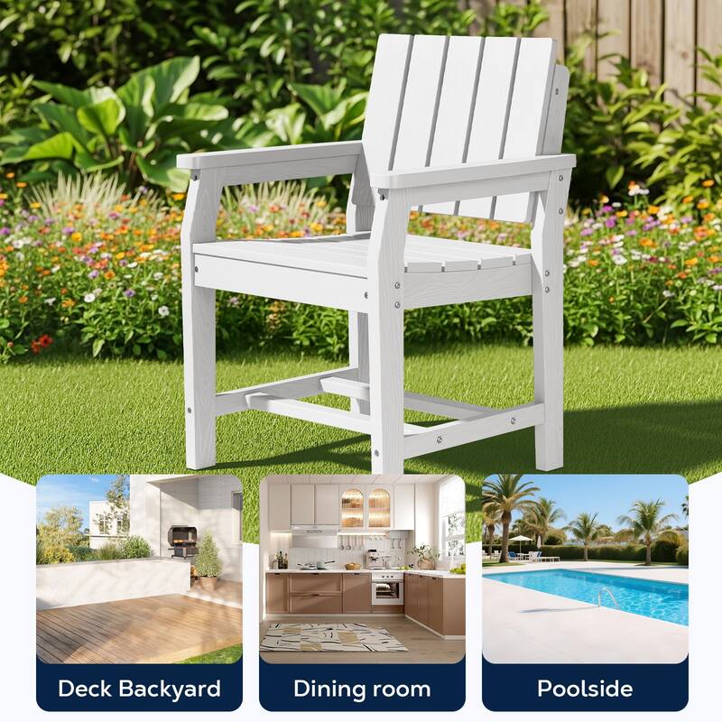 Plastic HDPE Indoor & Outdoor Dining Chair with 19.69in Wide Seat - N/A