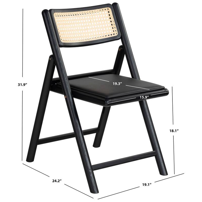 SAFAVIEH Couture Shaylie Folding 18-inch Dining Chair [SET of 2] - 19Wx24Dx32H - Black