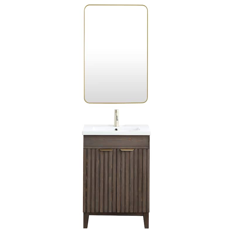 Palos Single Bath Vanity with Ceramic Basin Top and Mirror