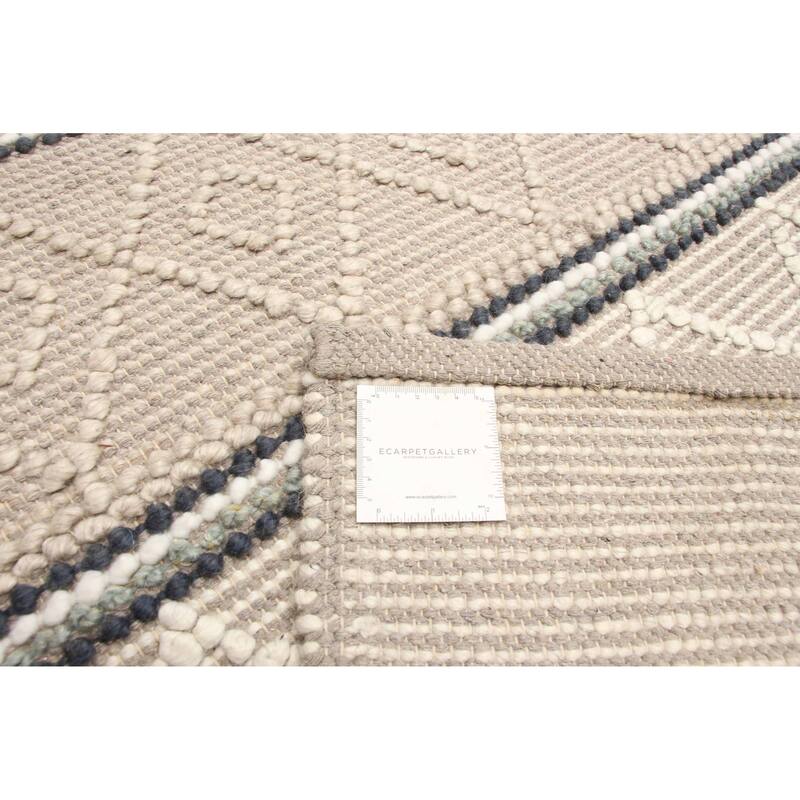 ECARPETGALLERY Braid weave Sienna Grey Wool Rug - 4'11 x 8'2