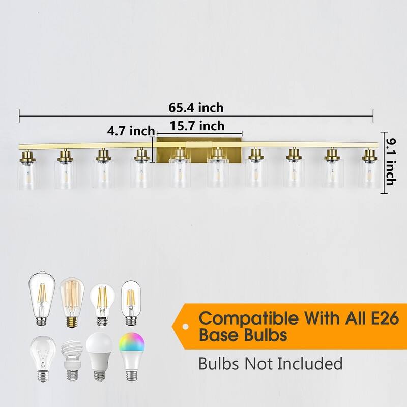 Bathroom Vanity Light With Clear Glass Shades For Vanity Mirror, Bathroom, Or Hallway