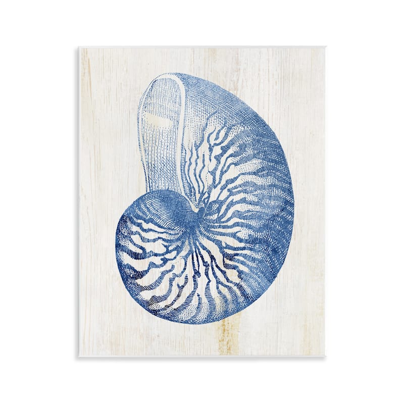 Stupell Blue Nautilus Shell Wall Plaque Art Design By Susan Arnot - 11 x 14