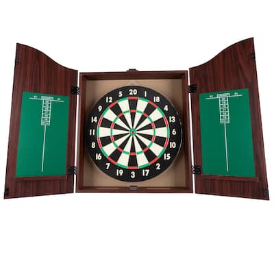 Trademark Poker Dart Board Cabinet Set with 18-inch Dartboard and 6 Darts