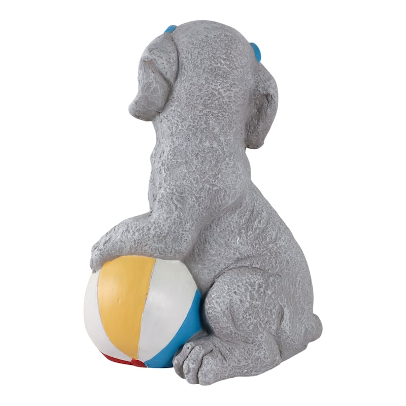 Polyresin Garden Statuary Playful Dog Sunglasses Beach Ball - 18" Gray