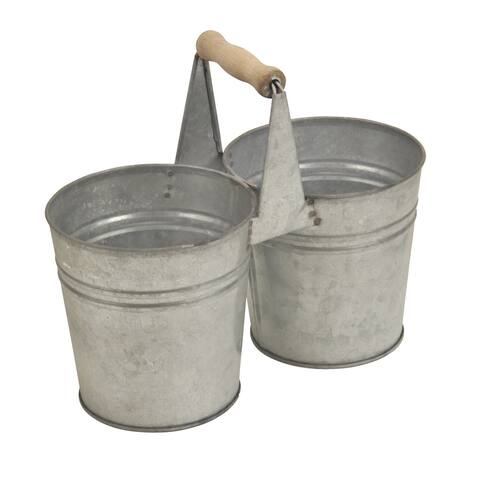 Cheungs Lawn Patio Decorative Double Metal Potholder With Wood Handle - 11 x 5.25 x 9.25