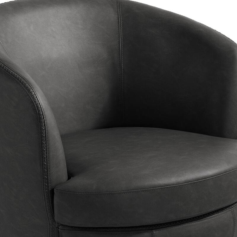 Modern Upholstery Barrel Swivel Chair Faux Leather