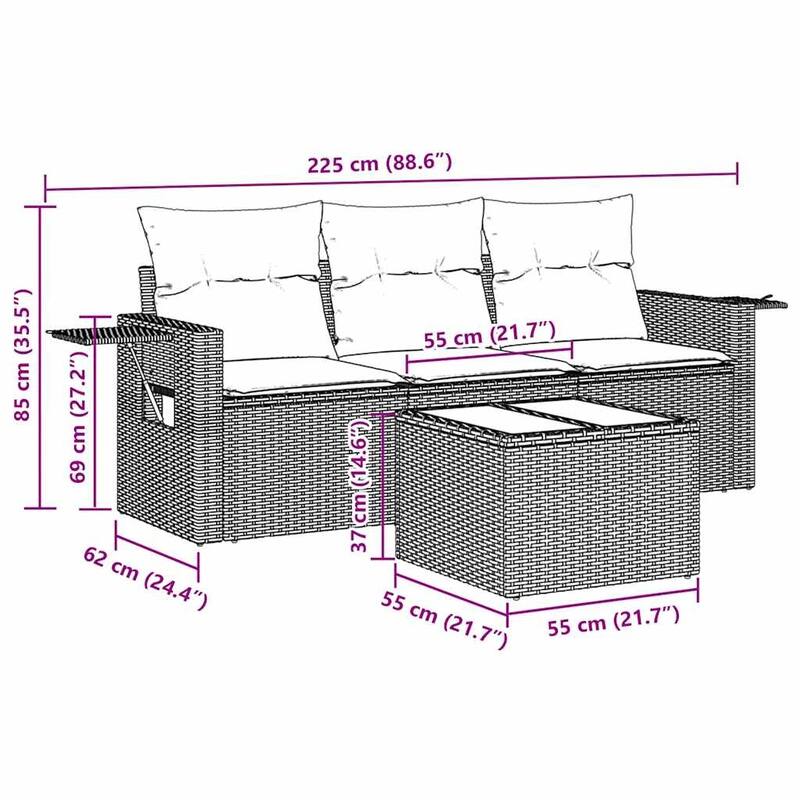 vidaXL Garden Sofa Set Black