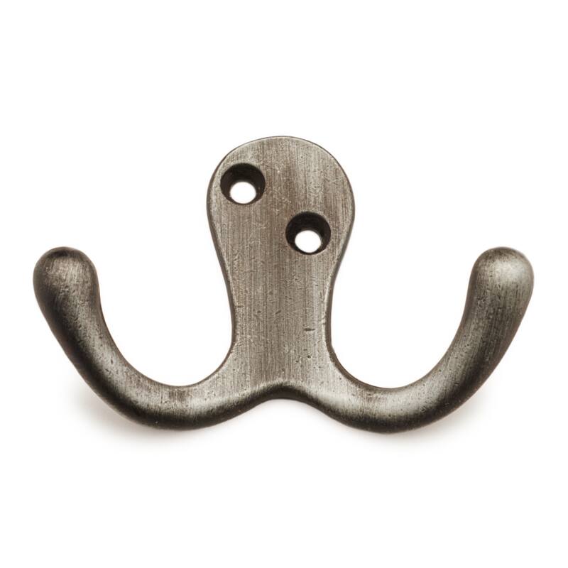 RK International 2-7/8 Inch Wide Double Coat and Hat Hook - Distressed Nickel