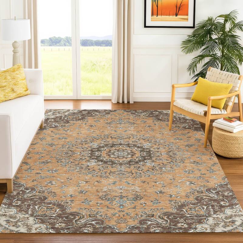Machine Washable Indoor/ Outdoor Traditional Niko Chantille Rug
