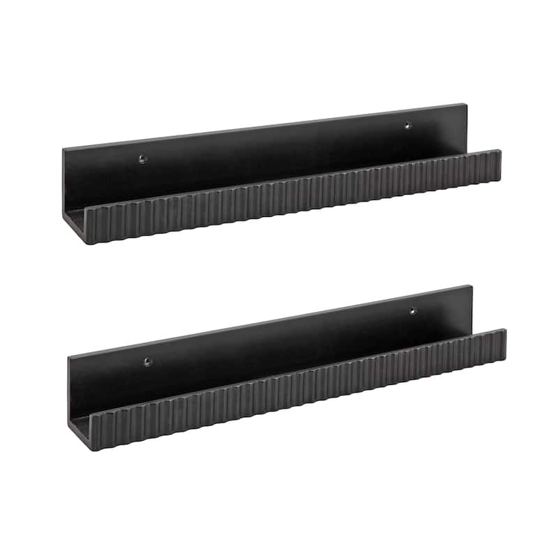 Kate and Laurel Furrow Ledge Shelf Set. - 2 Piece 24 Inch - Black