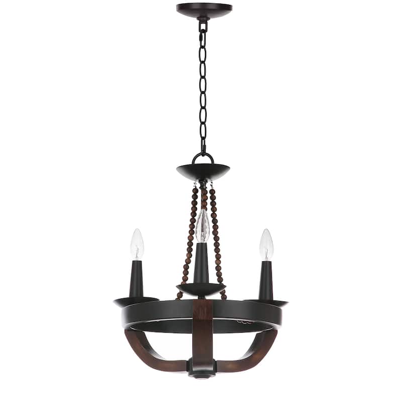 SAFAVIEH Lighting Cherilyn Adjustable 3-Light Black Chandelier - 17.5"x17.5"x24 -94"