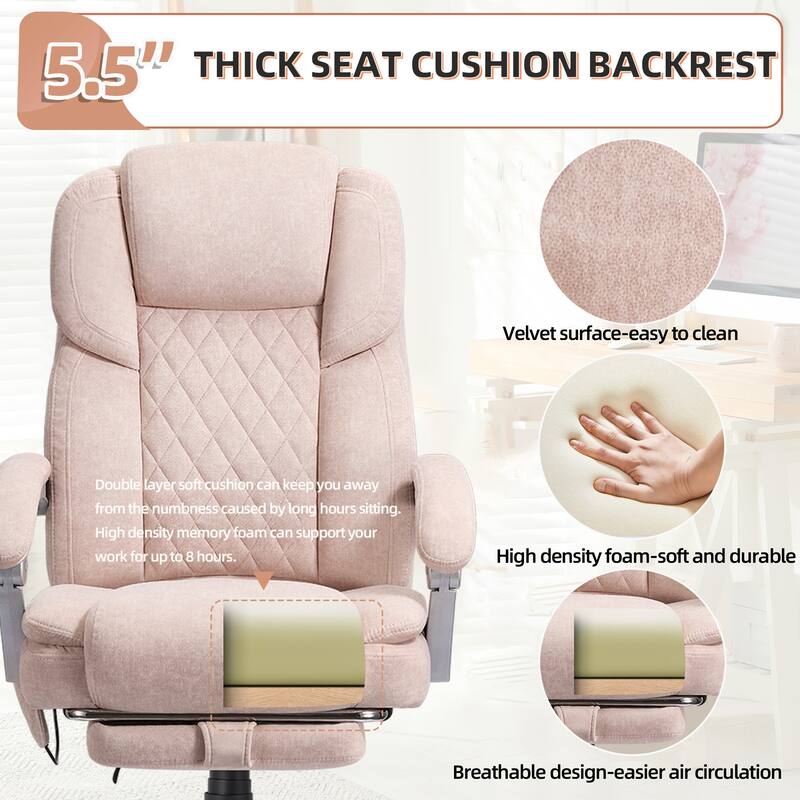 EROMMY Ergonomic Heated Massage Office Chair with Lumbar Support, Reclining Backrest, 2/4/6-Point Massage