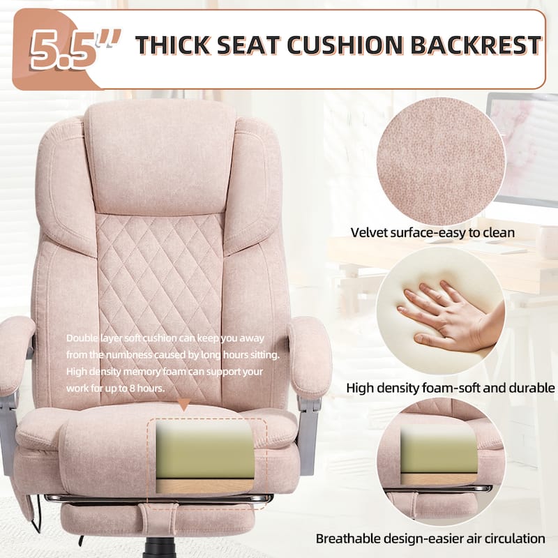 EROMMY Heated Massage Office Chair with Footrest, Ergonomic Reclining Desk Chair with Lumbar Support and Adjustable Height.