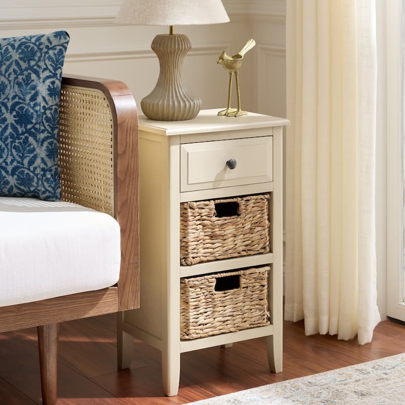 SAFAVIEH Helma Distressed Black Drawer Storage Side Table - 15" x 11.8" x 27.6" - 15"W x 12"D x 26"H