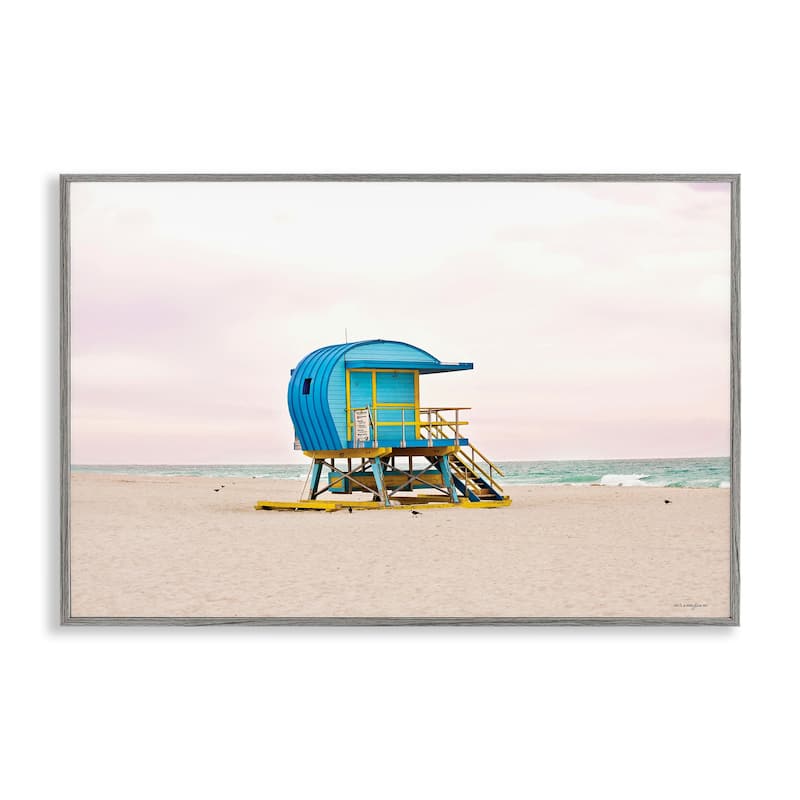 Stupell Summer Lifeguard Cabin Framed Giclee Art Design By Seven Trees Design - 18 x 12 - Grey