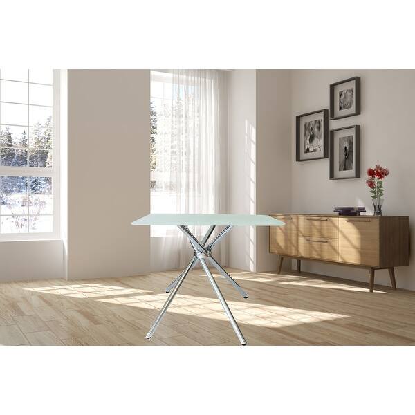 3 Pcs Square Frosted Tempered Glass Dining Table White Set Overstock 32299830