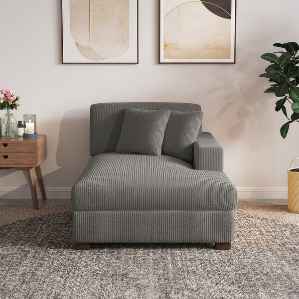 小物 saculanbou Upholstered Corduroy Chaise Lounge Chair With Pillow, Chaise